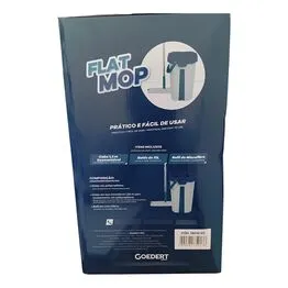 Flat Mop com Balde Cinza 10L, Espremedor e Refil de Microfibra - Nobre