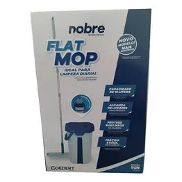 Flat Mop com Balde Cinza 10L, Espremedor e Refil de Microfibra - Nobre