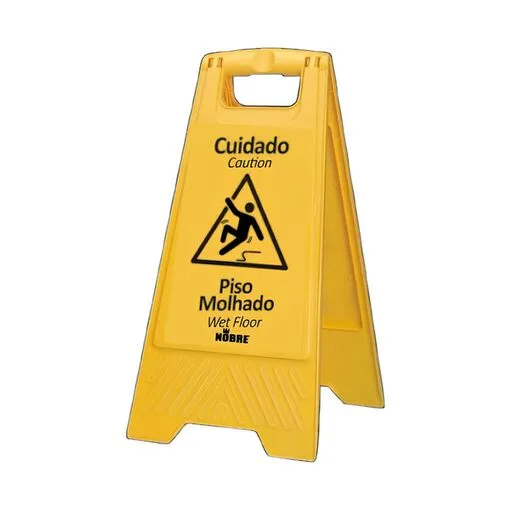 Placa Plástica Sinalizadora "Piso Molhado" Amarela - Nobre