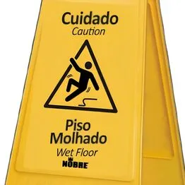 Placa Plástica Sinalizadora "Piso Molhado" Amarela - Nobre