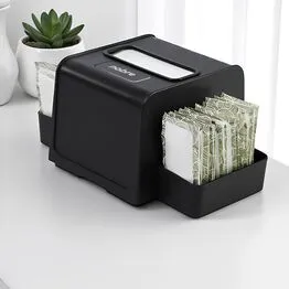 Dispenser para Guardanapo Interfolhado com Porta-Sachê Preto - Nobre