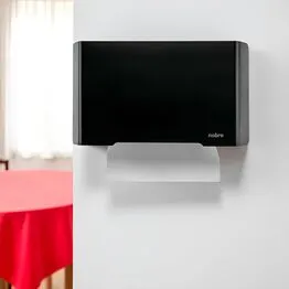 Dispenser para Papel Toalha 1/3 Dobra com Frente Inox - Preto Select - Nobre