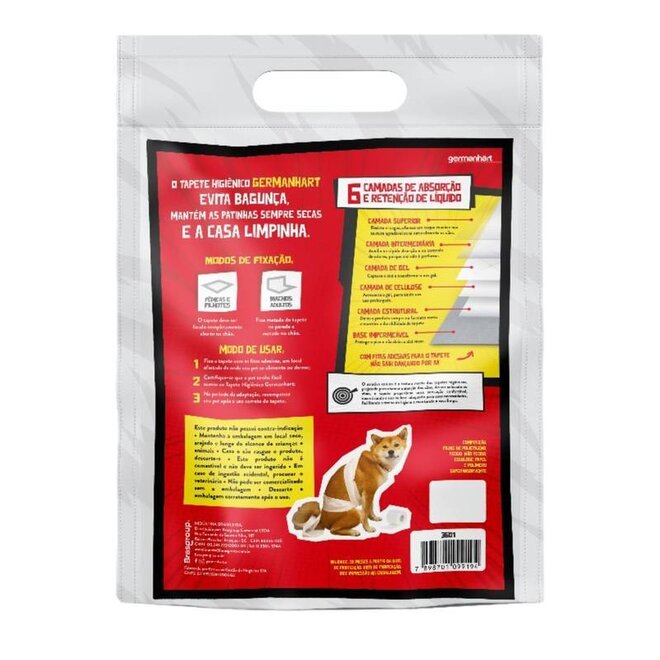 Kit 7 Tapetes Higiênicos Pet Germanhärt 6 Camadas 80x60cm para Cães Grande