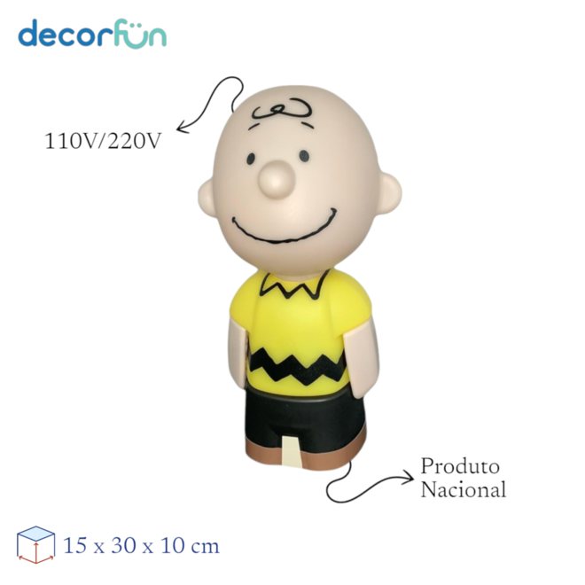 Luminária 3D Charlie Brown Snoopy Luz Difusa Decoração Criativa