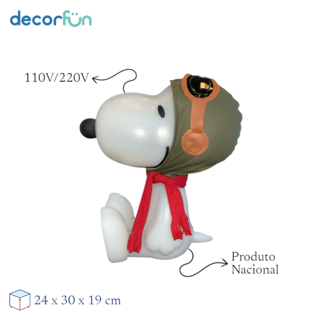 Luminária 3D Snoopy Aviador Luz Difusa Decoração Criativa