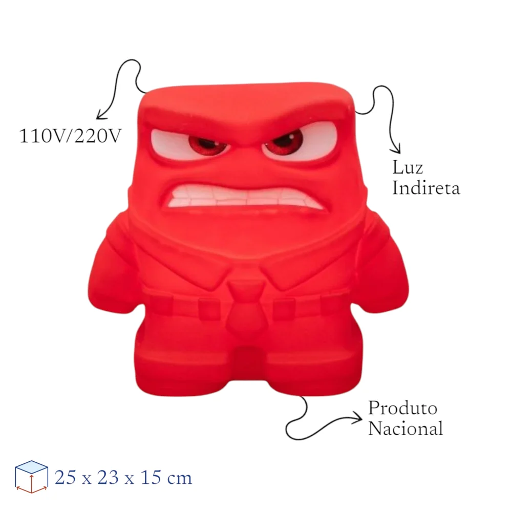 Luminária 3D Raiva Divertidamente Disney Bivolt 110/220V Oficial