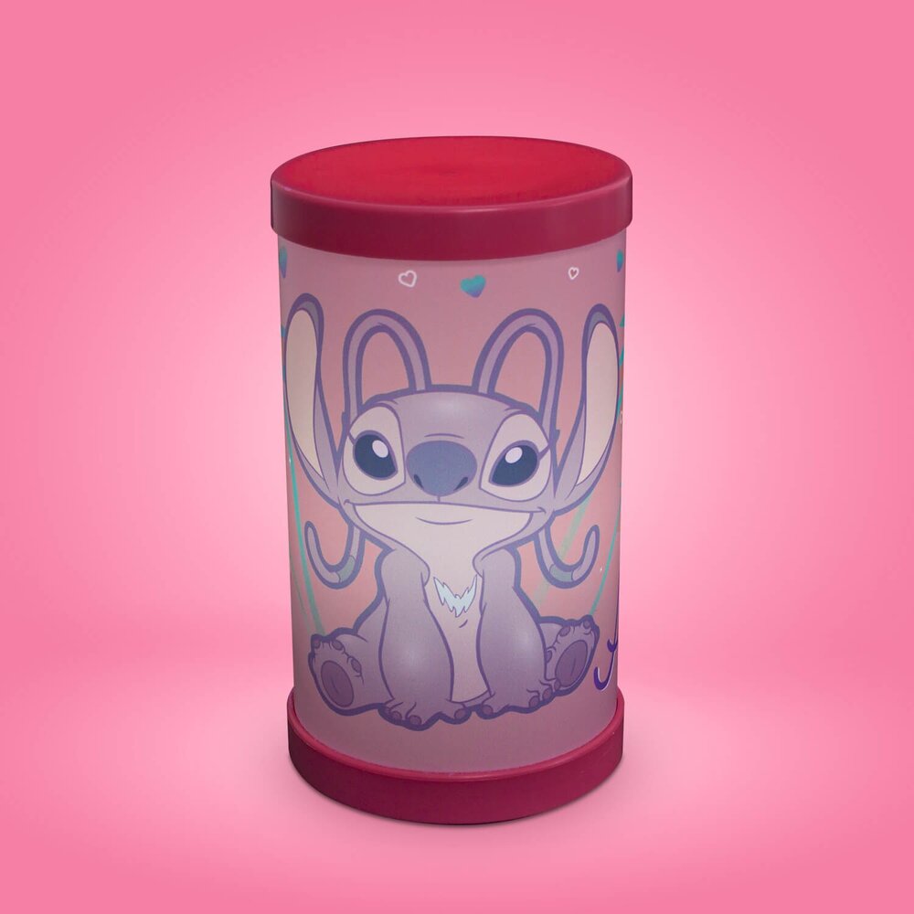 Luminária Abajur Angel Stitch Disney Luz Difusa 110/220V Oficial Rosa