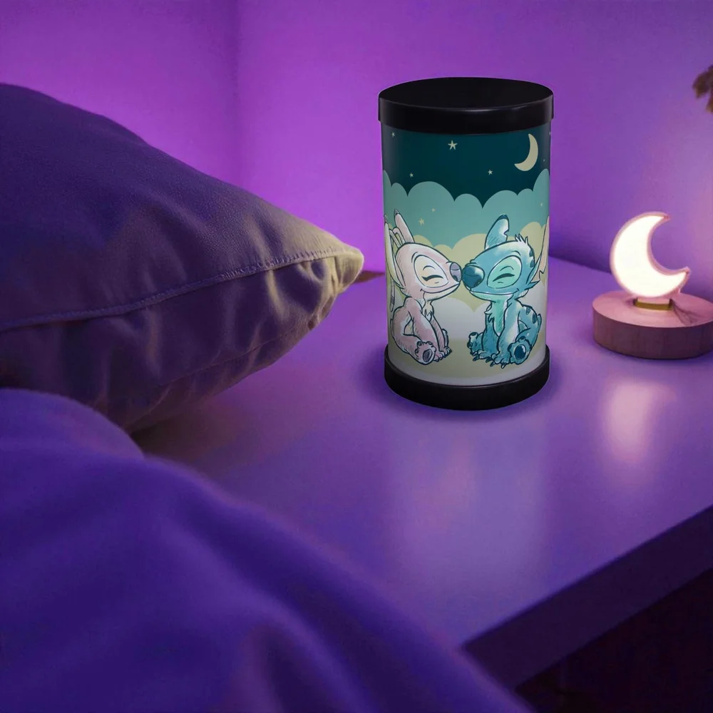 Luminária Abajur Angel e Stitch Disney Luz Difusa 110/220V Oficial Preta