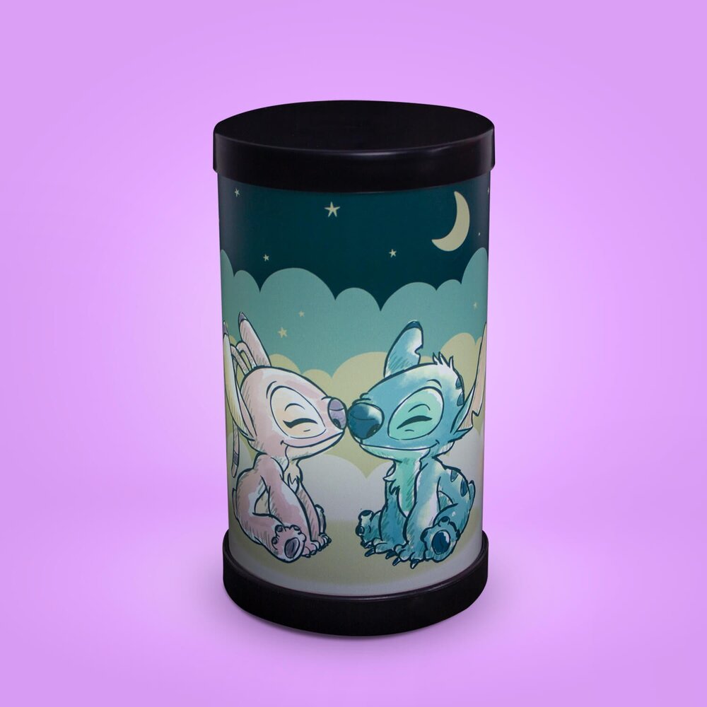 Luminária Abajur Angel e Stitch Disney Luz Difusa 110/220V Oficial Preta