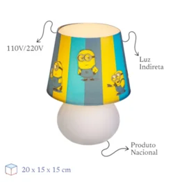 Abajur Luminária Minions Bivolt Oficial Universal Luz Difusa Micro Lampe