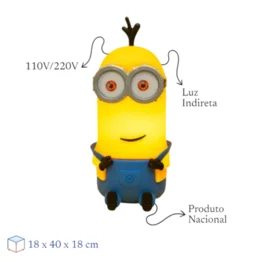 Luminária 3D Minion Kevin Bivolt Oficial Universal Decoração Infantil