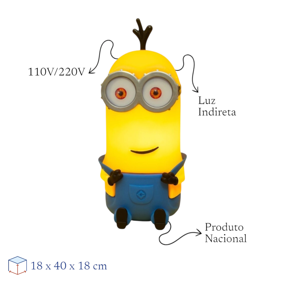 Luminária 3D Minion Kevin Bivolt Oficial Universal Decoração Infantil