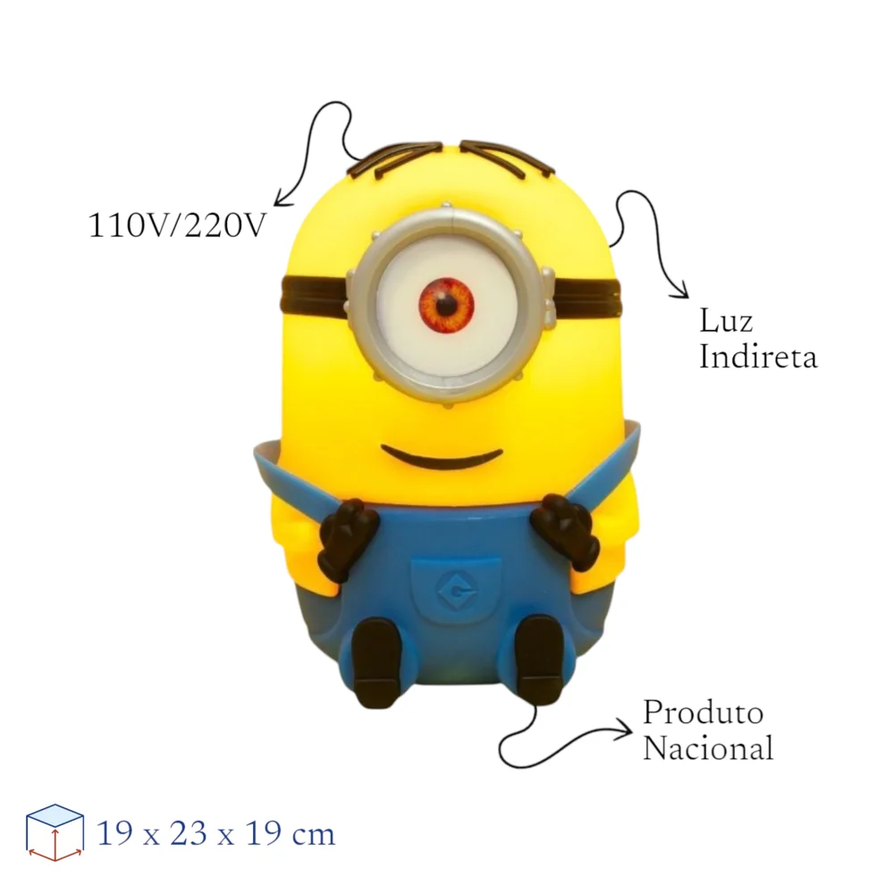 Luminária 3D Minion Stuart Bivolt Oficial Universal Decoração Infantil