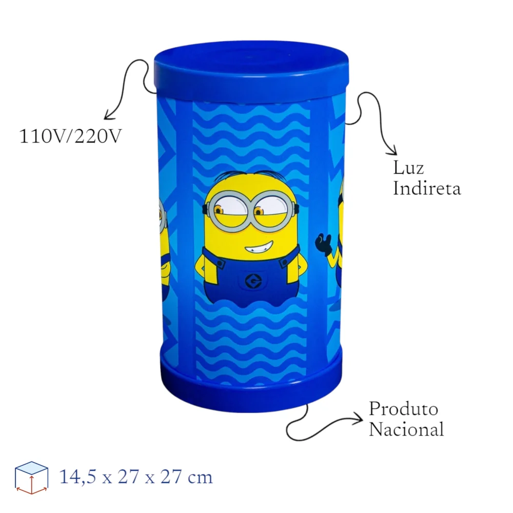 Luminária Abajur Minions Bivolt Oficial Universal Decoração Infantil