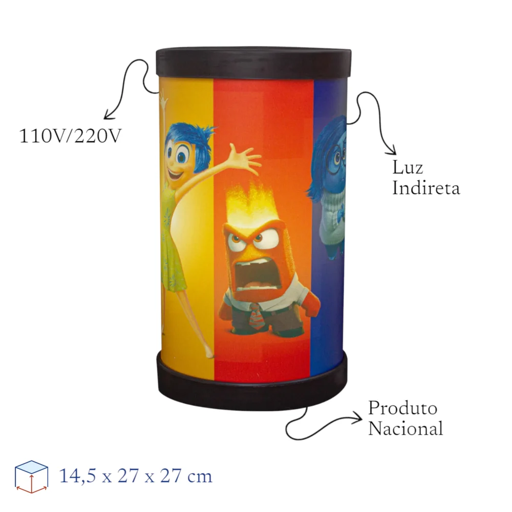 Luminária Abajur Divertidamente Bivolt Disney Decoração Infantil