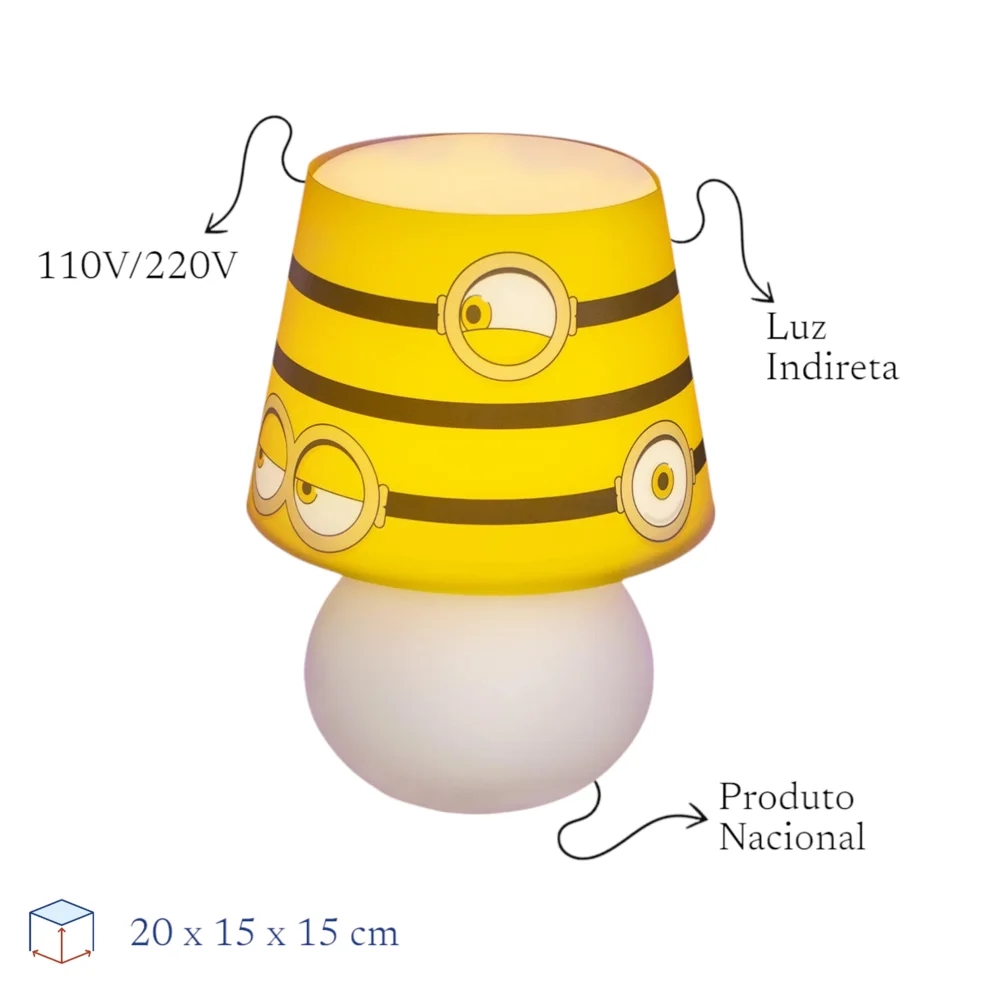 Abajur Luminária Minions Óculos Bivolt Universal Luz Difusa Decoração