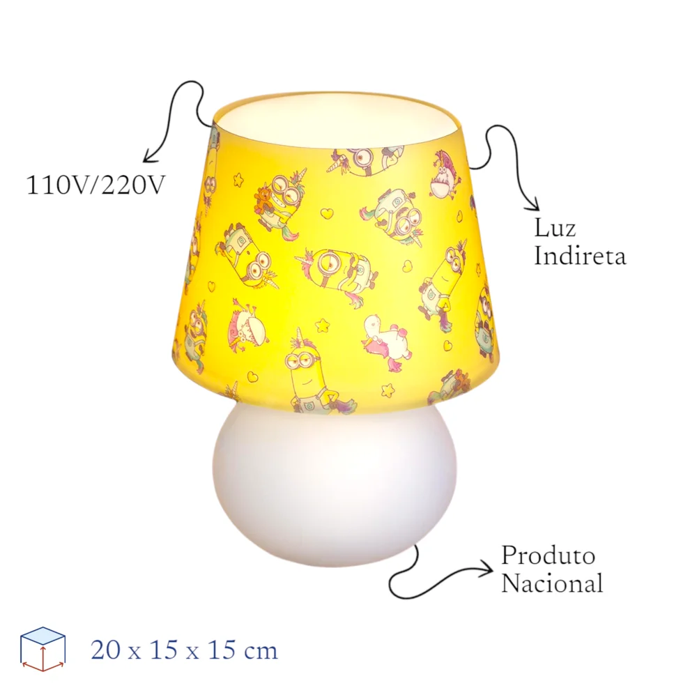 Abajur Luminária Minions Unicórnios Bivolt Universal Decoração Infantil