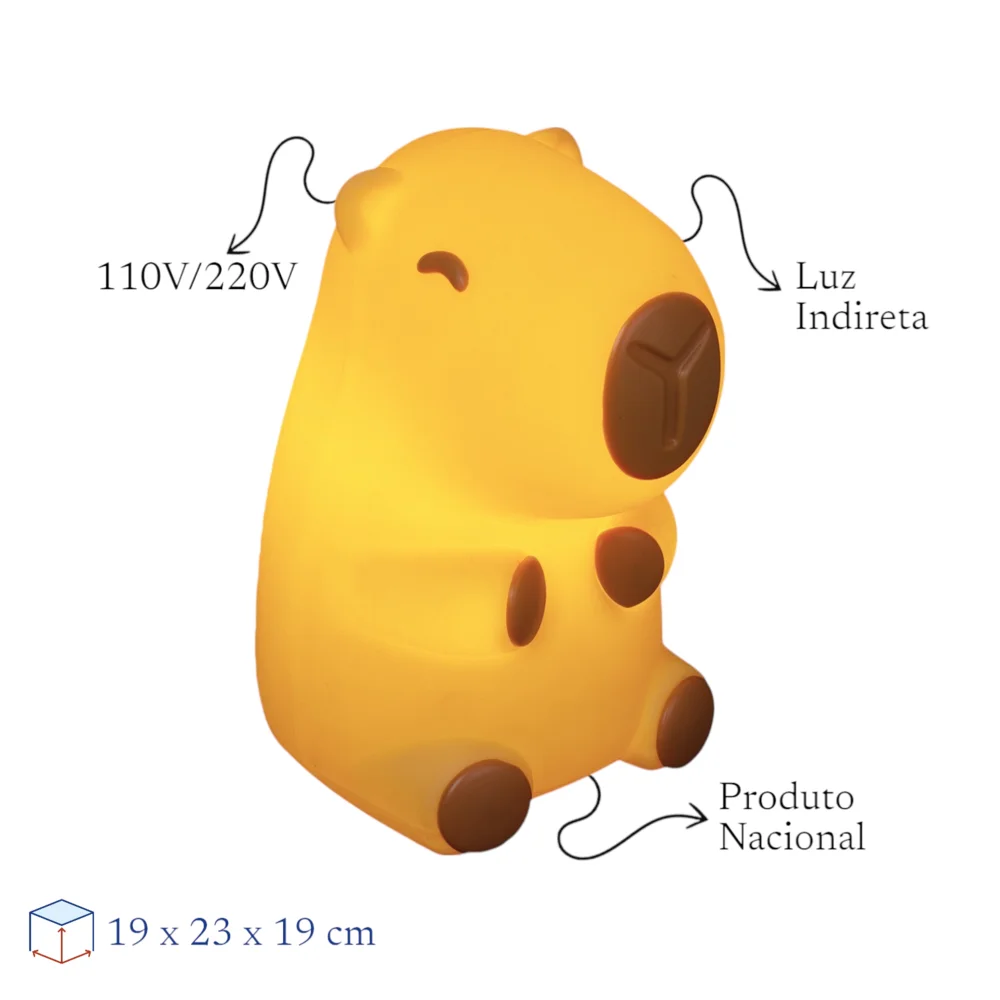 Luminária 3D Capivara Baby Bivolt Decoração Criativa Fofa