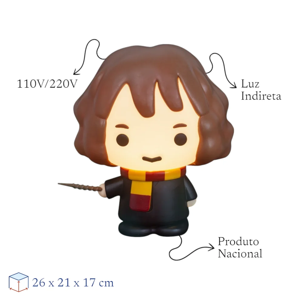 Luminária 3D Hermione Harry Potter Oficial Decoração Criativa