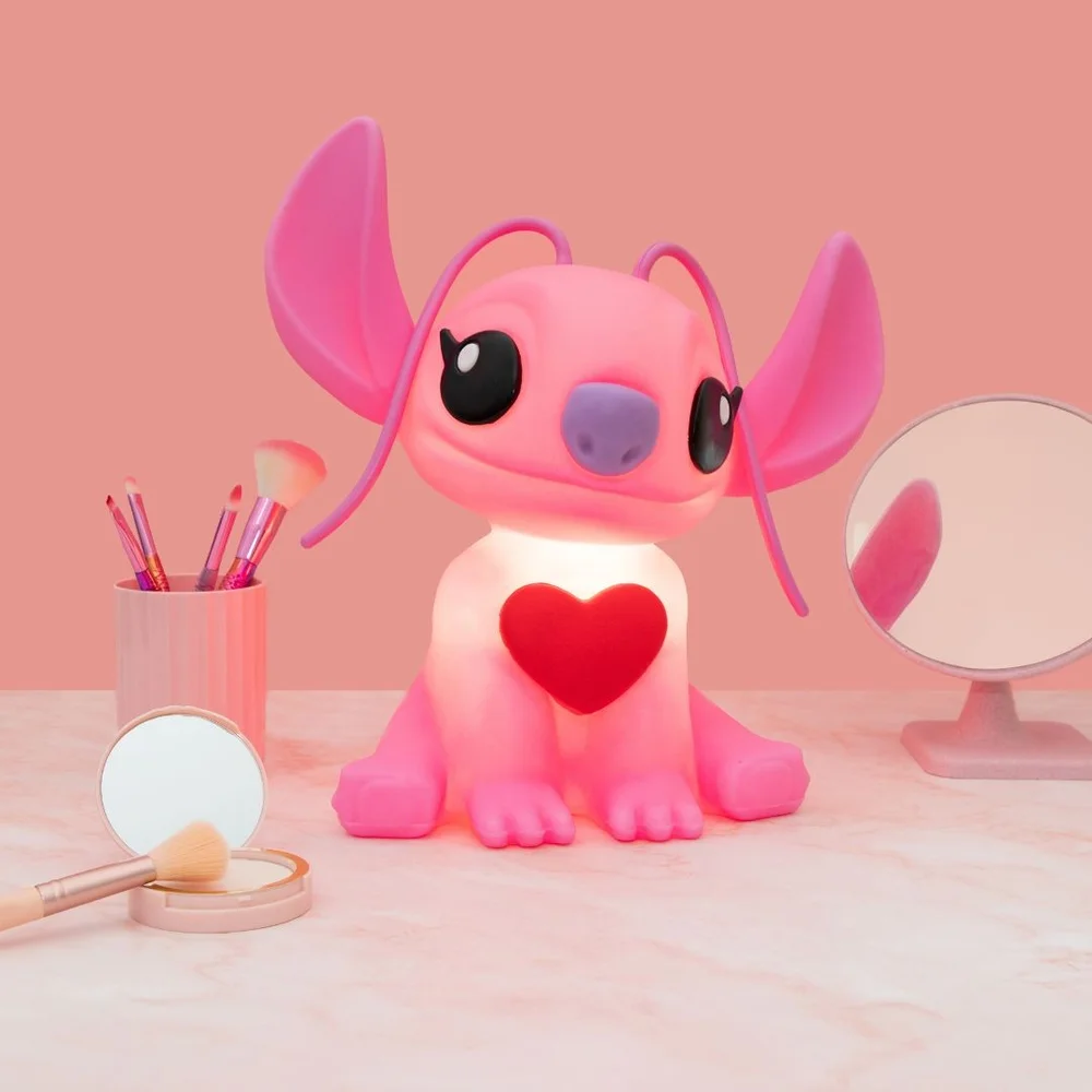 Luminária 3D Angel Stitch com Coração Disney Decoração Criativa