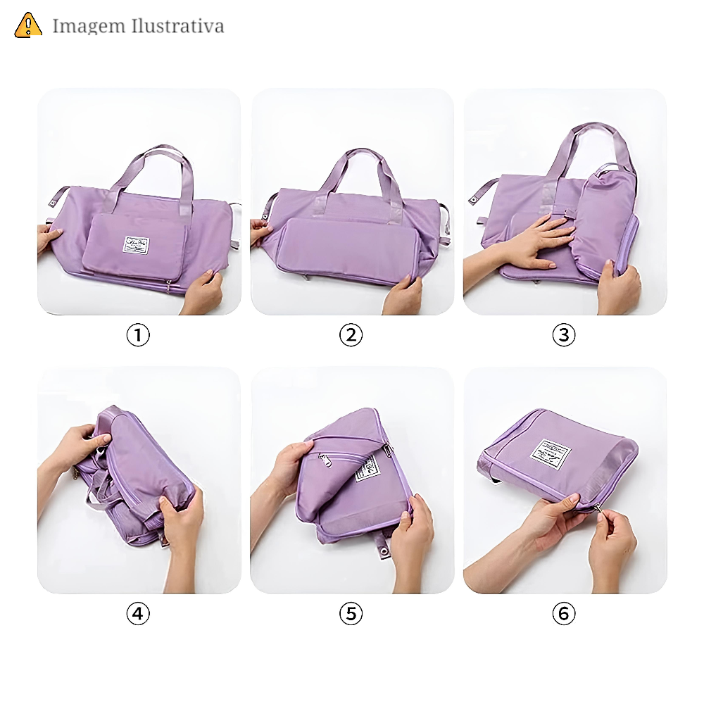 Bolsa de Viagem Mochila Dobrável Grande Impermeável Preta