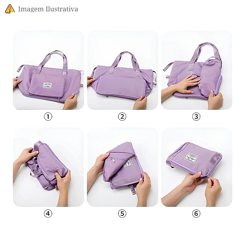 Bolsa de Viagem Mochila Dobrável Grande Impermeável Preta