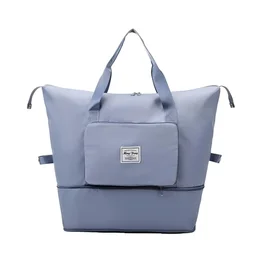 Bolsa de Viagem Mochila Dobrável Grande Impermeável Azul