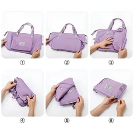 Bolsa de Viagem Mochila Dobrável Grande Impermeável Lilás