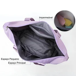 Bolsa de Viagem Mochila Dobrável Grande Impermeável Lilás