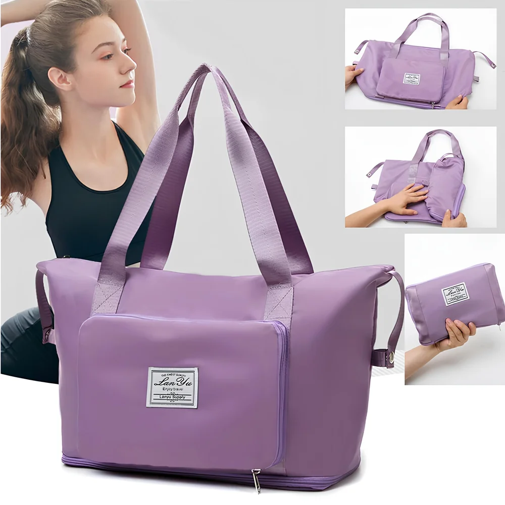 Bolsa de Viagem Mochila Dobrável Grande Impermeável Rosa