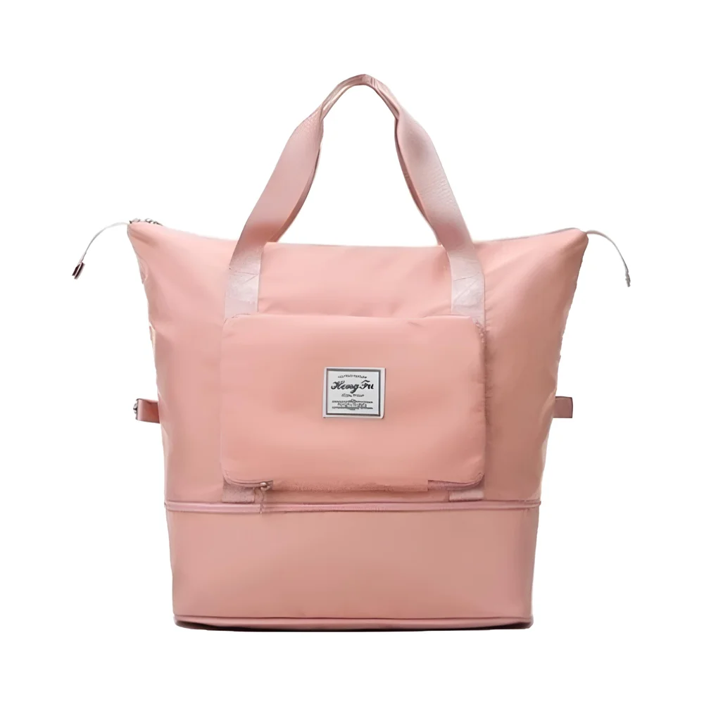 Bolsa de Viagem Mochila Dobrável Grande Impermeável Bege