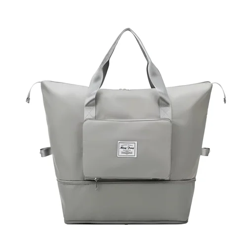 Bolsa de Viagem Mochila Dobrável Grande Impermeável Cinza