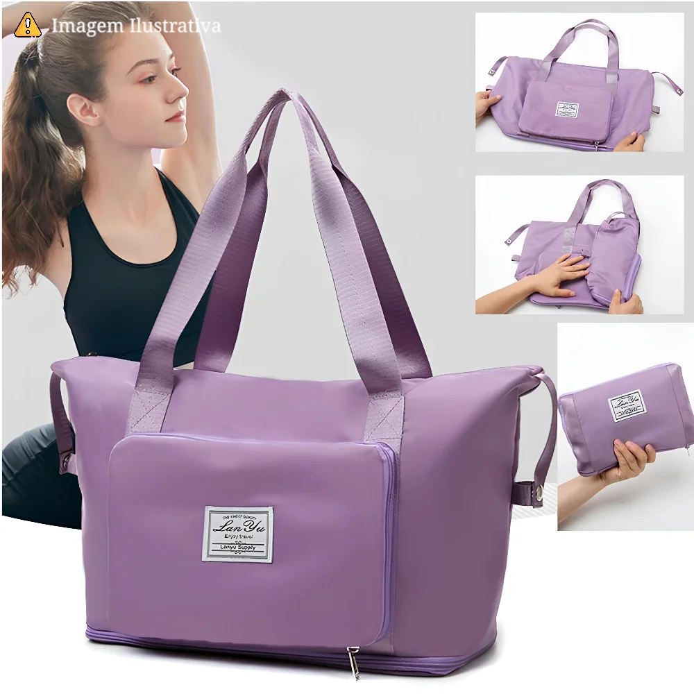 Bolsa de Viagem Mochila Dobrável Grande Impermeável Cinza