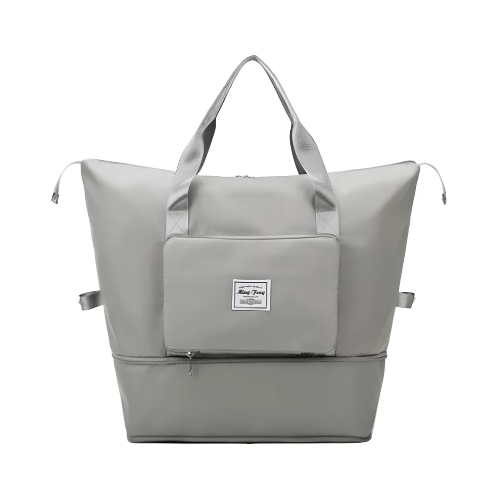 Bolsa de Viagem Mochila Dobrável Grande Impermeável Cinza