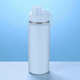 Garrafa com Alça e Bico 570ml Parede Dupla Azul Ciano