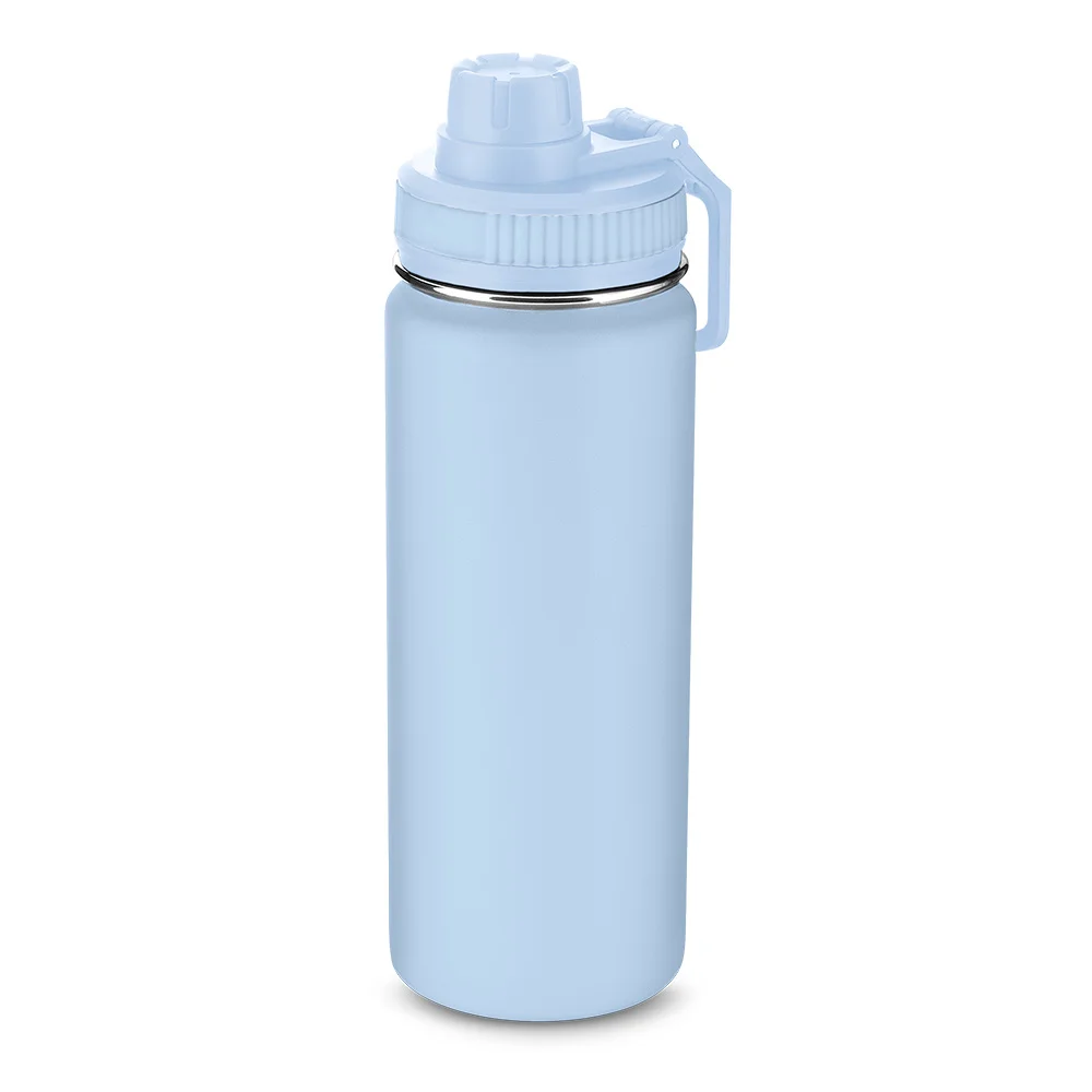 Garrafa com Alça e Bico 570ml Parede Dupla Azul Ciano