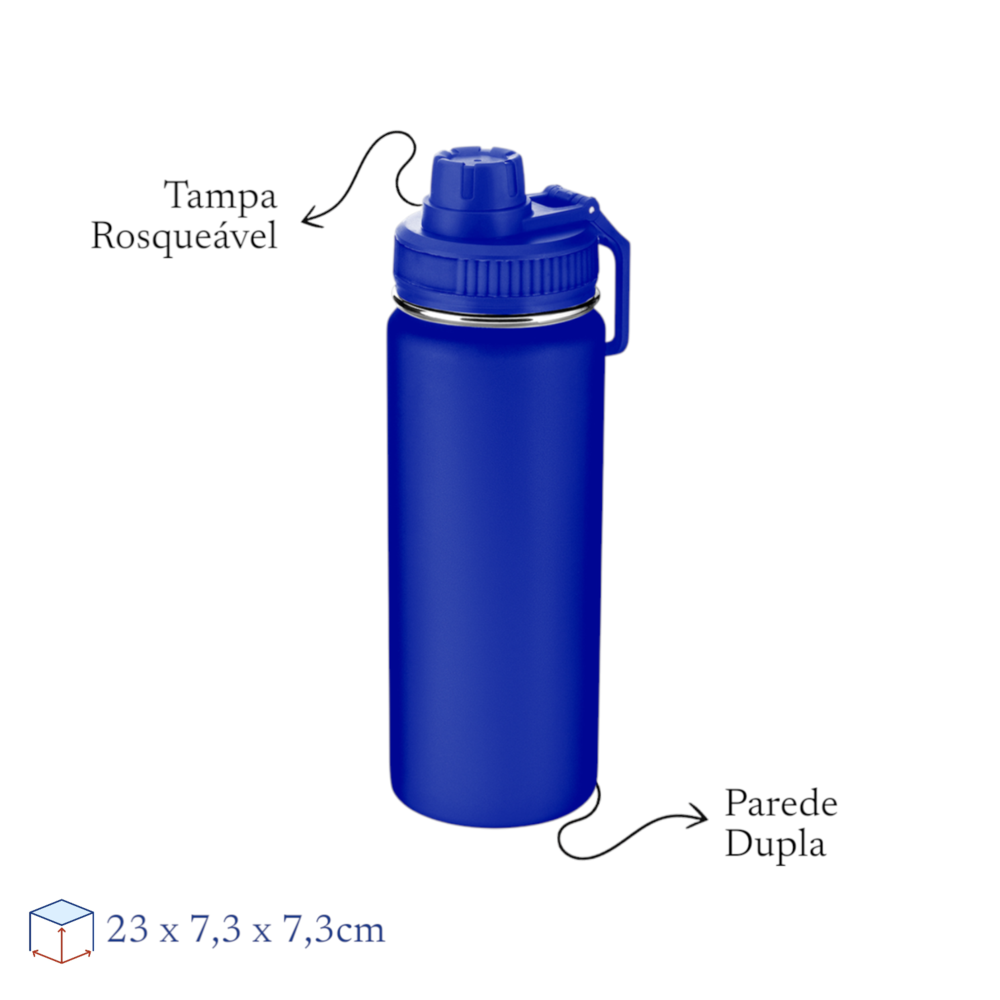 Garrafa com Alça e Bico 570ml Parede Dupla Azul Escuro