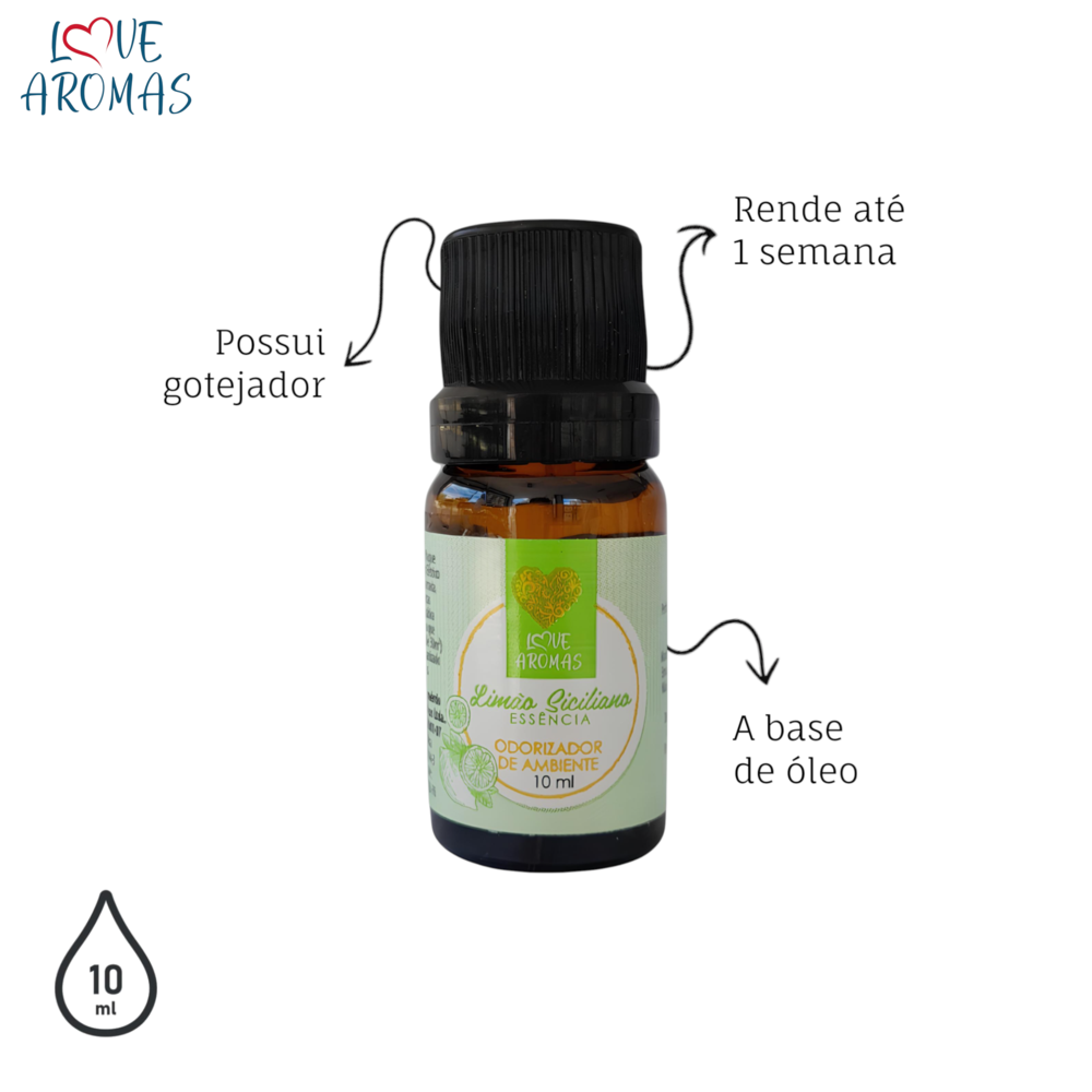 Essência Aromática Limão Siciliano 10ml Love Aromas para Difusor Elétrico