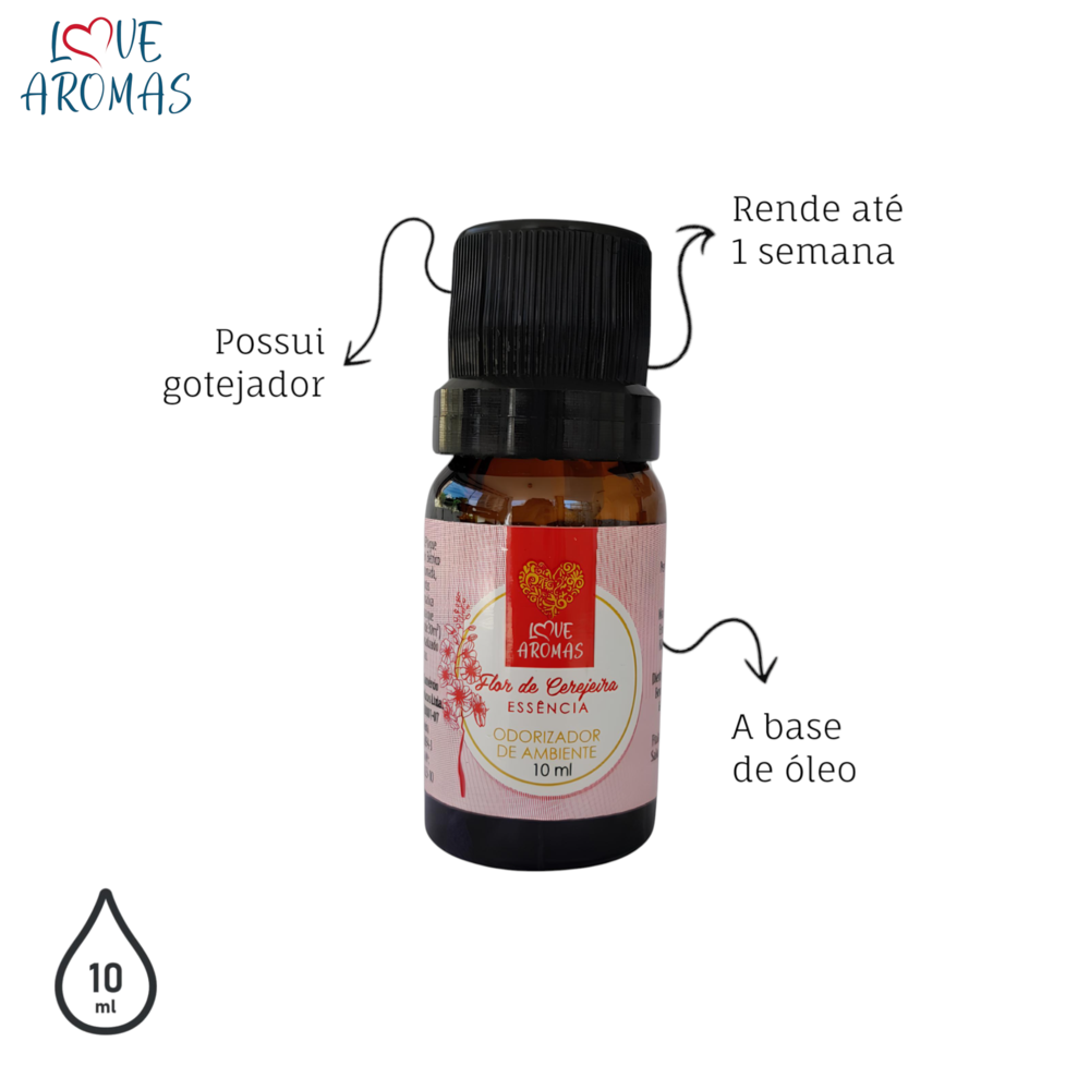 Essência Aromática Flor de Cerejeira 10ml Love Aromas para Difusor Elétrico