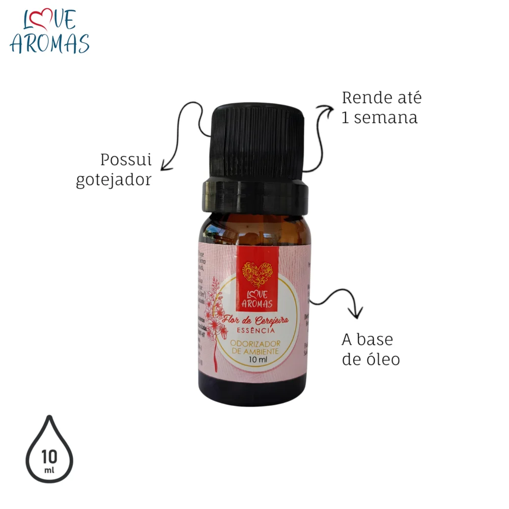 Essência Aromática Flor de Cerejeira 10ml Love Aromas para Difusor Elétrico