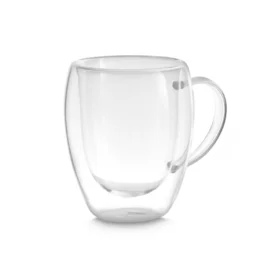 Kit 2 Xícaras em Vidro Borossilicato Parede Dupla 350ml Transparente