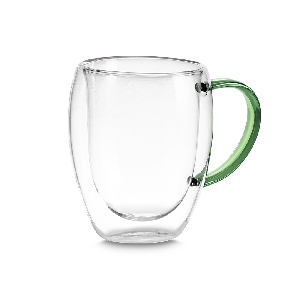 Kit 2 Xícaras em Vidro Borossilicato Parede Dupla 350ml Verde