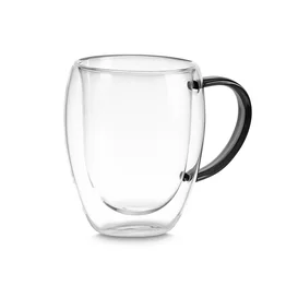 Kit 2 Xícaras em Vidro Borossilicato Parede Dupla 350ml Preta