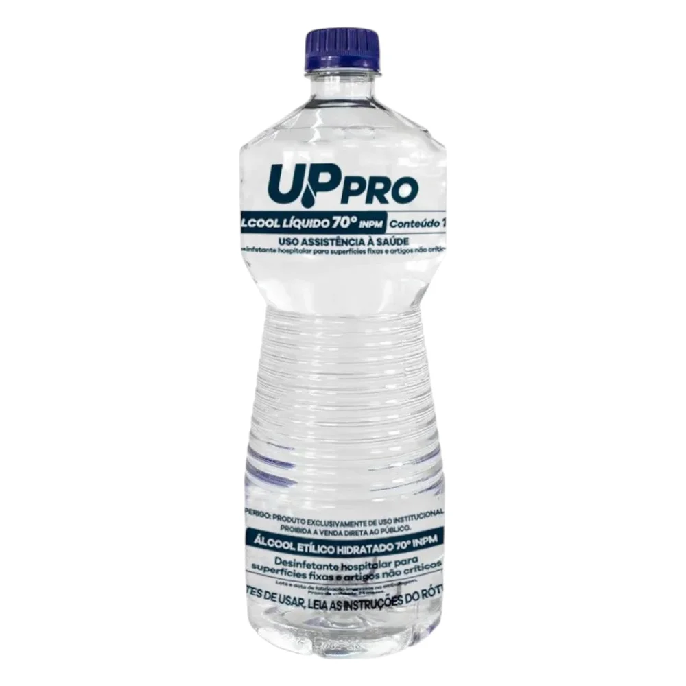 Álcool Líquido 70% 1L UPPRO – Desinfetante Hospitalar Antisséptico Multiuso