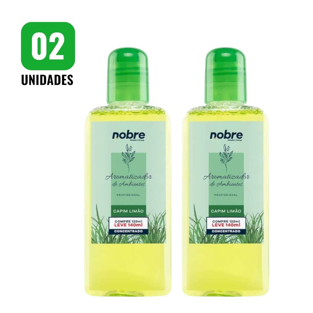 Kit 2 Aromatizantes de Ambiente 140ml Nobre - Capim Limão Concentrado, Perfume Duradouro