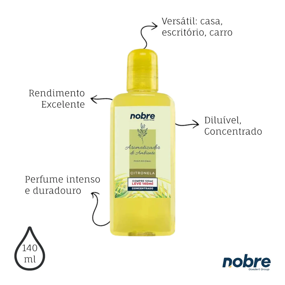 Aromatizante de Ambiente 140ml Nobre - Citronela Concentrado, Perfume Duradouro