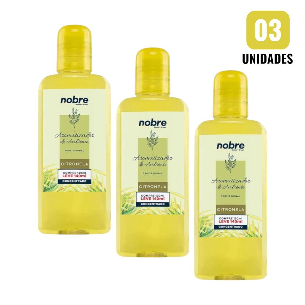Kit 3 Aromatizantes de Ambiente 140ml Nobre - Citronela Concentrado, Perfume Duradouro