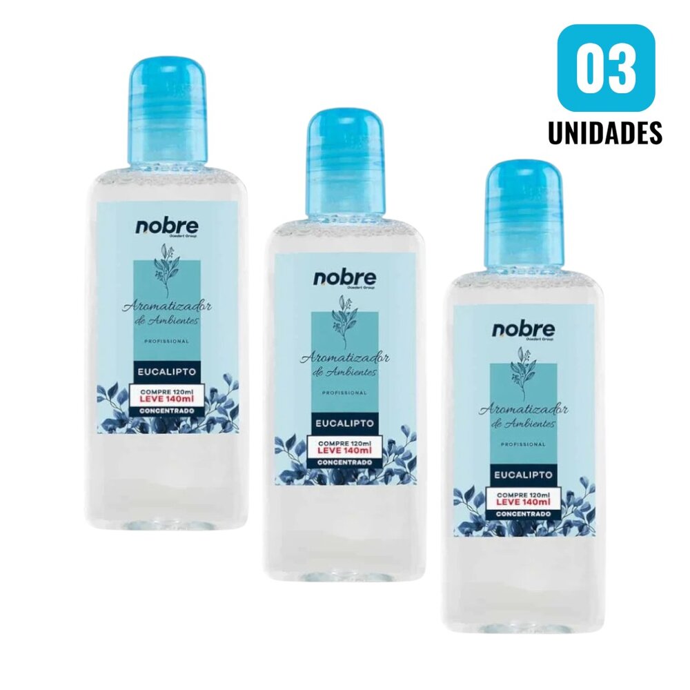 Kit 3 Aromatizantes de Ambiente 140ml Nobre - Eucalipto Concentrado, Perfume Duradouro