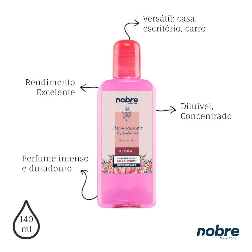 Aromatizante de Ambiente 140ml Nobre - Floral Concentrado, Perfume Duradouro