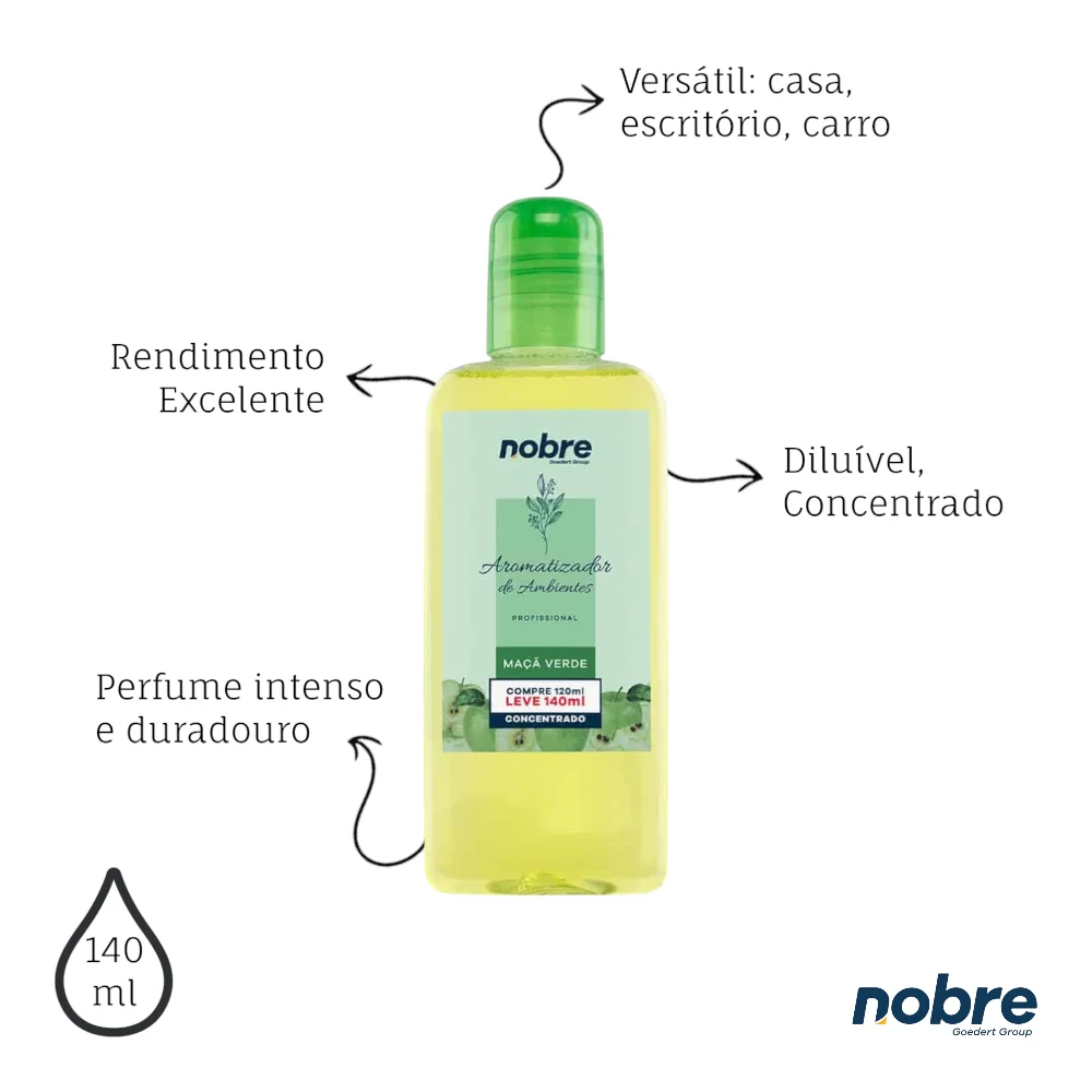 Aromatizante de Ambiente 140ml Nobre - Maçã Verde Concentrado, Perfume Duradouro